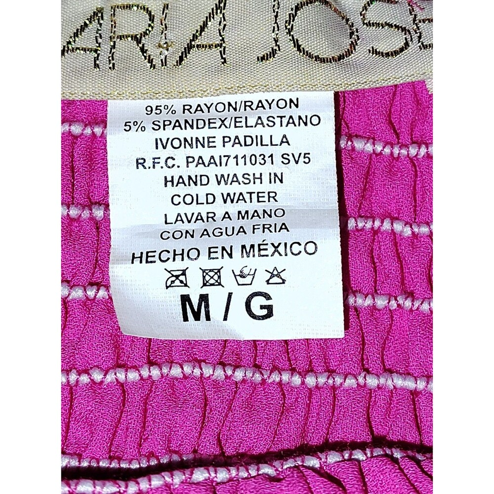 MARIA JOSÉ Hot Pink Smocked Ruffle Sleeve Off-The-Shoulder Crop Top M/G - Picture 6 of 12